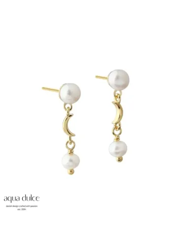 Aqua Dulce Pearl Moon ørestikker i 14 kt. forgyldt sterlingsølv med ferskvandsperler – 6947