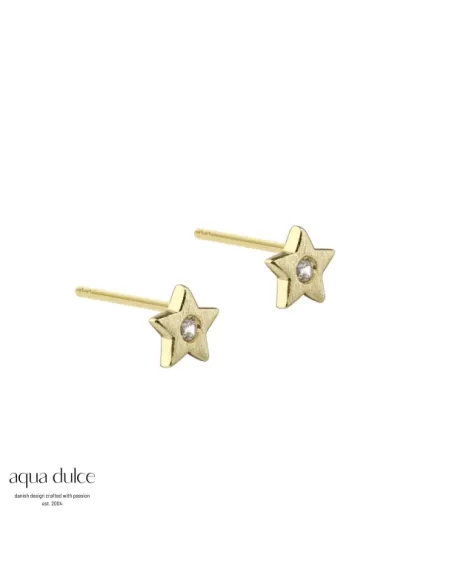 AQUA DULCE | Dreamlit Star ørestikker i forgyldt sølv med zirkonia – 7157