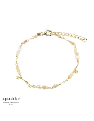 AQUA DULCE | Dreamlit Mix armbånd i forgyldt sølv med perler og zirkonia – 7211