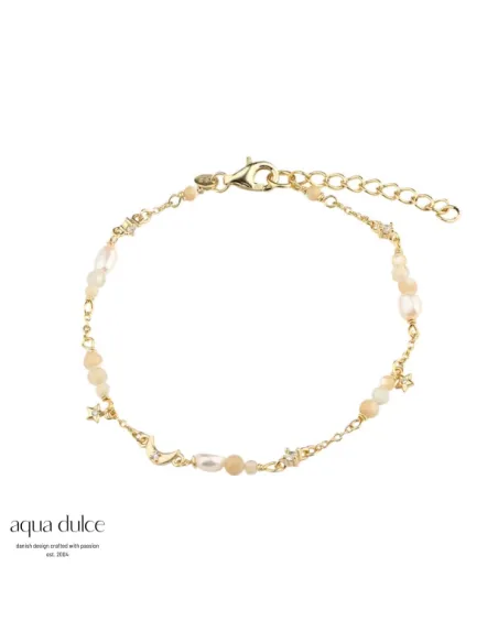 AQUA DULCE | Dreamlit Mix armbånd i forgyldt sølv med perler og zirkonia – 7211