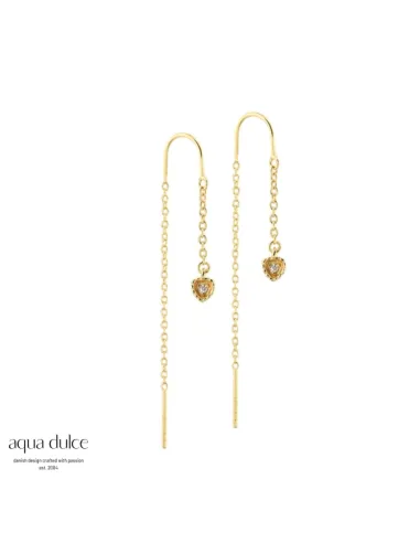 AQUA DULCE | Love Me More Thread øretråde i forgyldt sølv med zirkonia – 7231