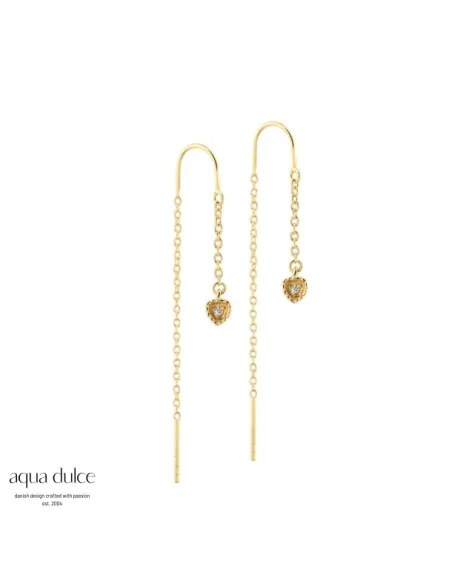 AQUA DULCE | Love Me More Thread øretråde i forgyldt sølv med zirkonia – 7231