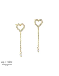 AQUA DULCE | Love Me More Big Heart ørehængere i forgyldt sølv med zirkonia – 7233