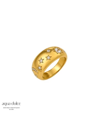 BAY BY AQUA DULCE | Stellar stjernering i forgyldt stål med zirkonia – B7306-57