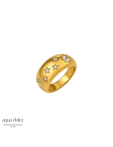 BAY BY AQUA DULCE | Stellar stjernering i forgyldt stål med zirkonia – B7306-57