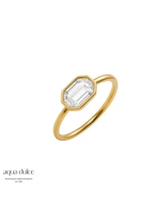 BAY BY AQUA DULCE | Stellar ring i forgyldt stål med zirkonia – B7317-54