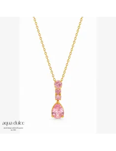 BAY BY AQUA DULCE | Mira Pink halskæde i forgyldt stål med pink zirkonia – B7318