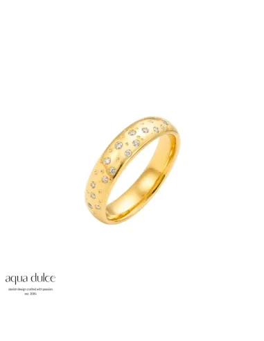 BAY BY AQUA DULCE | Claire ring i forgyldt stål med zirkonia – B7338-57