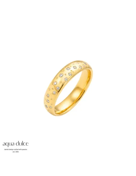 BAY BY AQUA DULCE | Claire ring i forgyldt stål med zirkonia – B7338-57