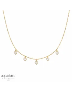 BAY BY AQUA DULCE | Stellar Heart halskæde i forgyldt stål med zirkonia – B7339