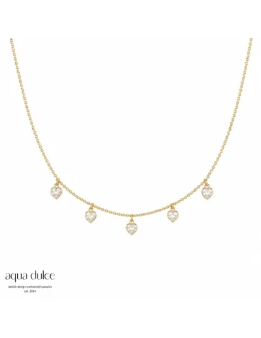 BAY BY AQUA DULCE | Stellar Heart halskæde i forgyldt stål med zirkonia – B7339
