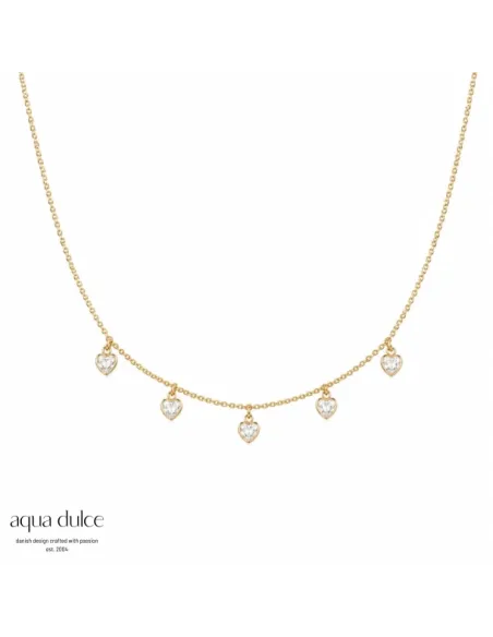 BAY BY AQUA DULCE | Stellar Heart halskæde i forgyldt stål med zirkonia – B7339