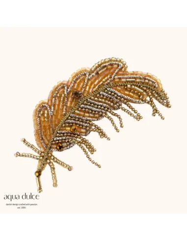 AQUA DULCE | Feather fjerbroche i gyldne nuancer – 7067