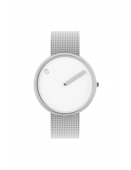 PICTO | 40 MM / HVID URSKIVE / MESHBÅND I MAT STÅL