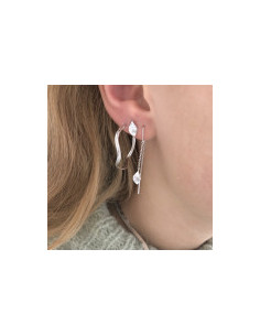 STINE A - PETIT ILE DE L'AMOUR DOUBLE CHAIN EARRING SILVER 2