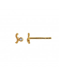 STINE A PETIT WAVE EARRING GOLD WITH STONE - LIGHT BLUE
