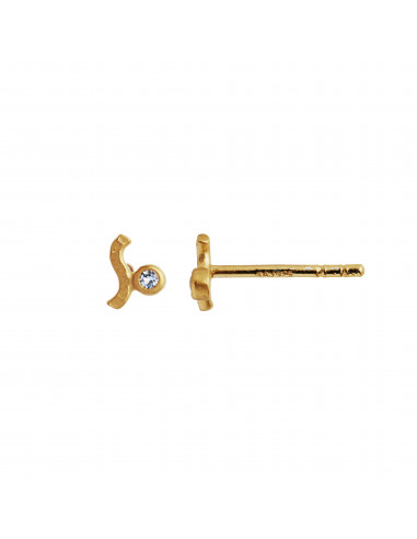 STINE A PETIT WAVE EARRING GOLD WITH STONE - LIGHT BLUE