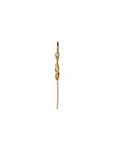 STINE A - DANGLING PETIT VELVET EARRING GOLD WITH CHAIN