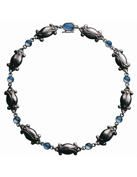 GEORG JENSEN - HALSKÆDE MED BLÅ MÅNESTEN GEORG JENSEN - HALSKÆDE MED BLÅ MÅNESTEN