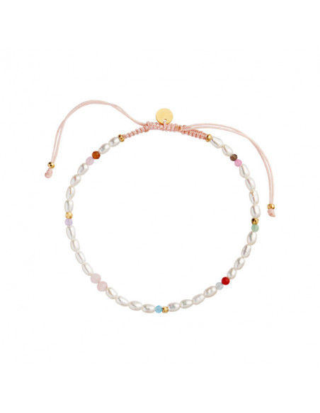 STINE A - CONFETTI PEARL BRACELET WITH PINK PASTEL MIX WITH SOFT PINK RIBBON STINE A - CONFETTI PEARL BRACELET WITH PINK PASTEL MIX WITH SOFT PINK RIBBON