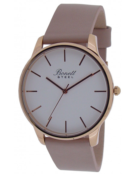 BONETT - DAMEUR ROSA KASSE MED LÆDERREM Ø41MM