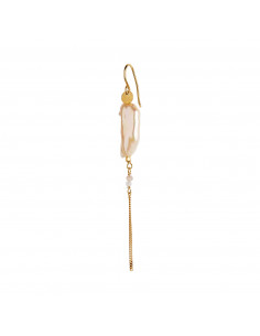 STINE A - LONG BAROQUE PEARL WITH CHAIN EARRING PEACH SORBET GOLD
