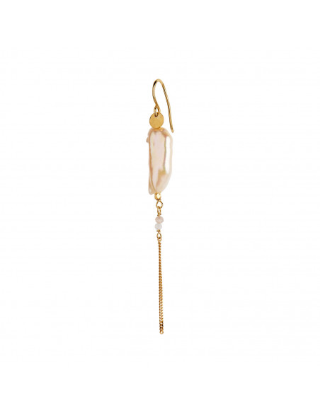 STINE A - LONG BAROQUE PEARL WITH CHAIN EARRING PEACH SORBET GOLD STINE A - LONG BAROQUE PEARL WITH CHAIN EARRING PEACH SORBET GOLD
