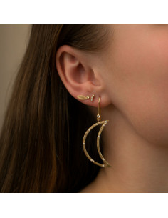 STINE A - BIG BELLA MOON WITH STONES EARRING GOLD 2