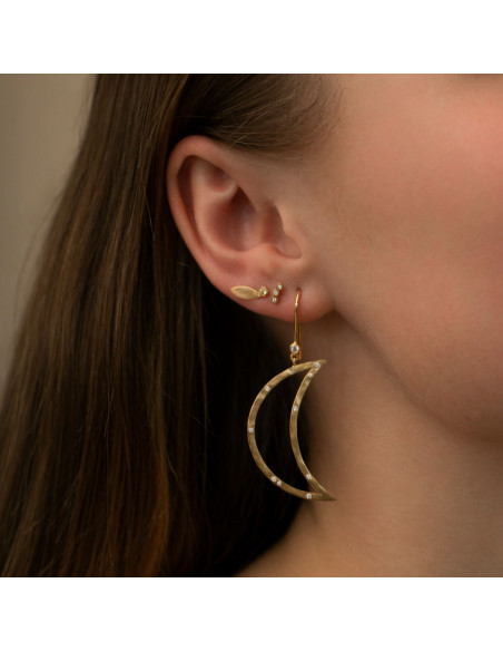 STINE A - BIG BELLA MOON WITH STONES EARRING GOLD STINE A - BIG BELLA MOON WITH STONES EARRING GOLD
