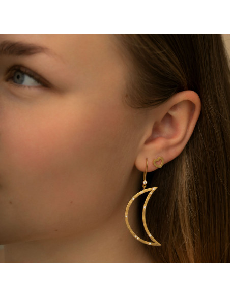 STINE A - BIG BELLA MOON WITH STONES EARRING GOLD STINE A - BIG BELLA MOON WITH STONES EARRING GOLD