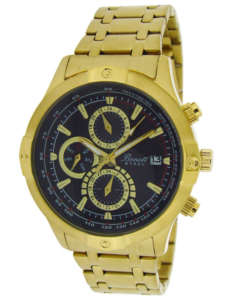 BONETT - HERREUR DOUBLE CHRONOGRAPH SORT SKIVE Ø44MM