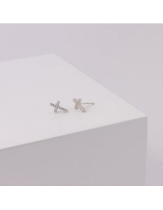 JOANLI NOR - RHD. SØLV ØRERINGE ALAINENOR KORS 10x6MM 2