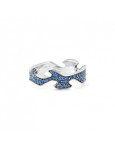 GEORG JENSEN | FUSION CENTERRING I HVIDGULD MED BLÅ SAFIR