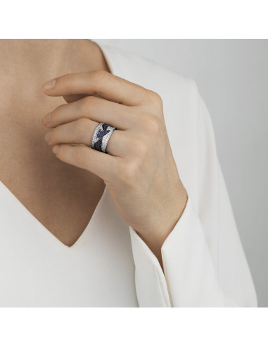 GEORG JENSEN | FUSION CENTERRING I HVIDGULD MED BLÅ SAFIR