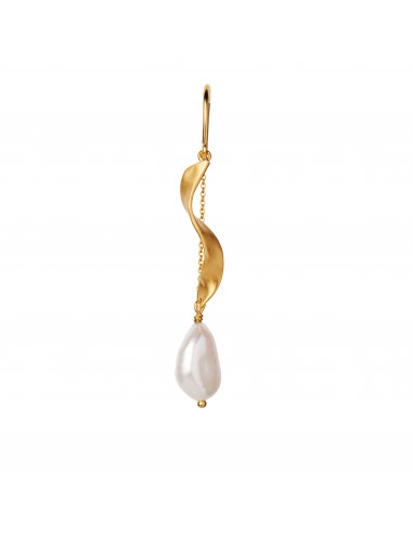 STINE A - LONG TWISTED WITH BAROQUE PEARL EARRING GOLD