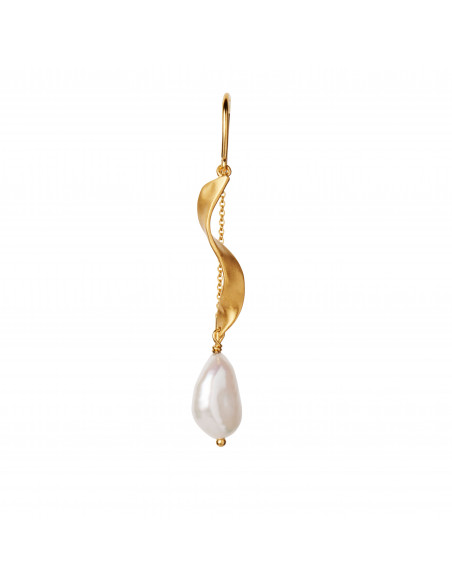 STINE A - LONG TWISTED WITH BAROQUE PEARL EARRING GOLD