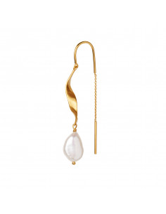 STINE A - LONG TWISTED WITH BAROQUE PEARL EARRING GOLD 2