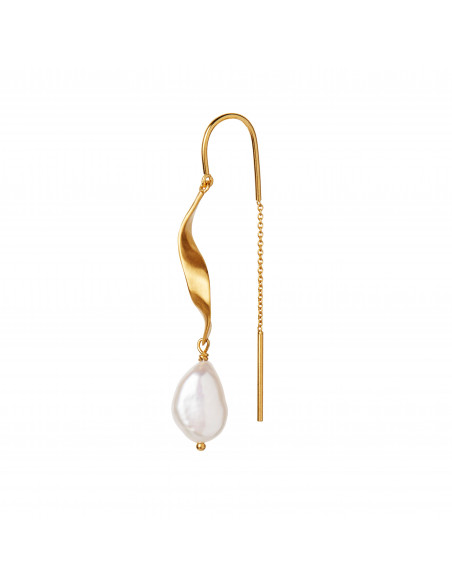 STINE A - LONG TWISTED WITH BAROQUE PEARL EARRING GOLD