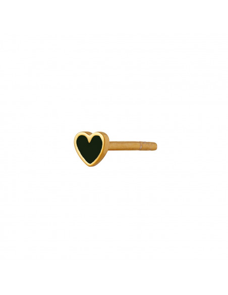 STINE A - PETIT LOVE HEART BLACK ENAMEL GOLD STINE A - PETIT LOVE HEART BLACK ENAMEL GOLD