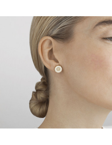GEORG JENSEN | DAISY ØRESTIKKER I STERLING SØLV BELAGT MED 18 KT GULD MED DIAMANTER 11MM
