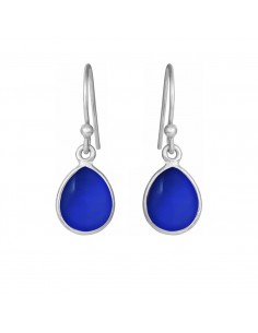 SUSANNE FRIIS BJØRNER - ØREBØJLER MED MØRKEBLÅ KRYSTAL