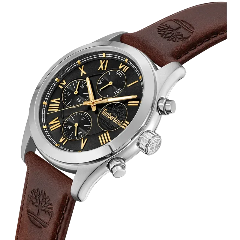 Timberland Ashmont TDWGF0082601 set skråt med brun læderrem og sort skive